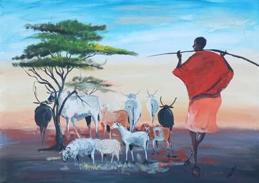 Original Expressionism Culture Paintings by Peter Mburu