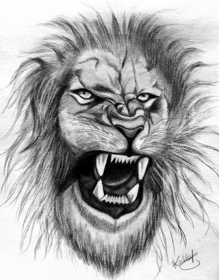 The Roaring Lion Drawing by Kuldeep Singh Saatchi Art
