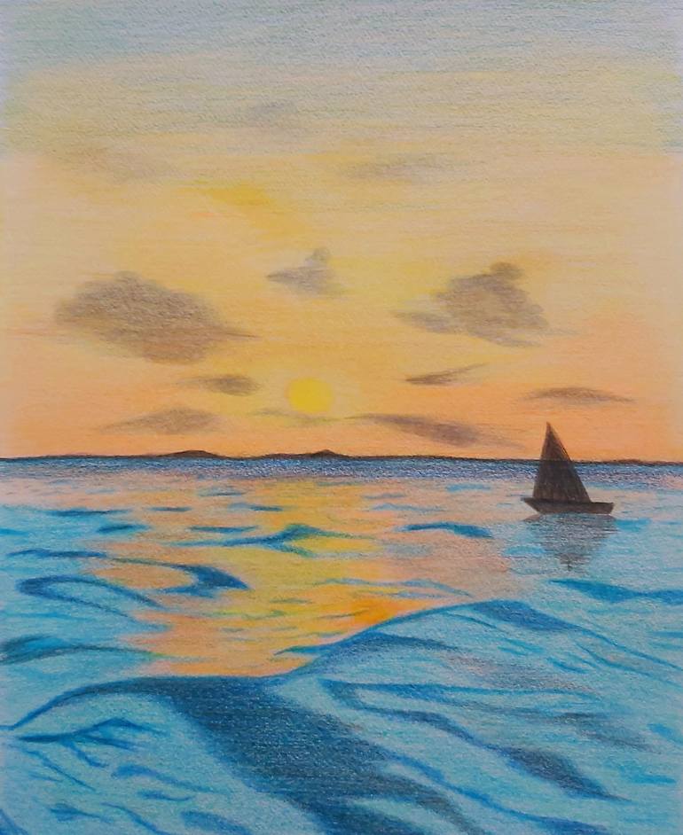 Sun Over The Sea Drawing By Kuldeep Singh Saatchi Art 3920