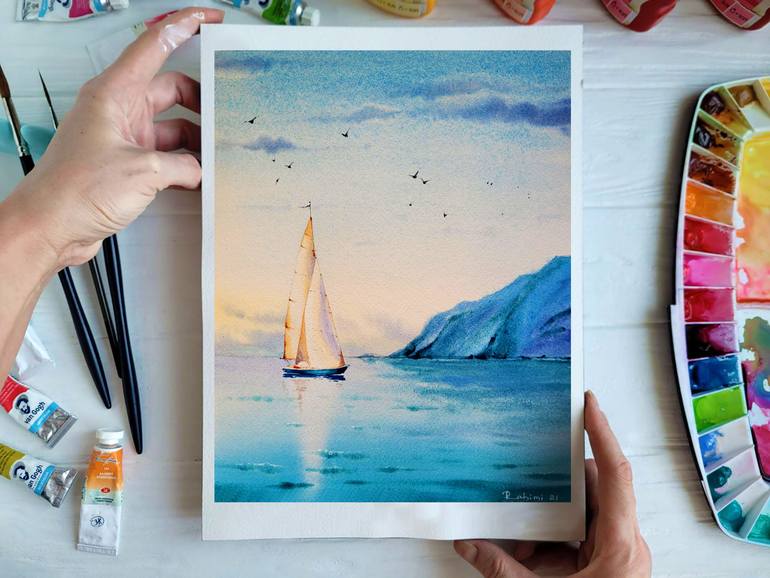Original Impressionism Seascape Painting by Anastasiia Rakhimi