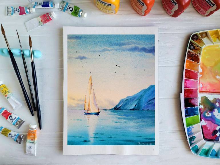 Original Impressionism Seascape Painting by Anastasiia Rakhimi