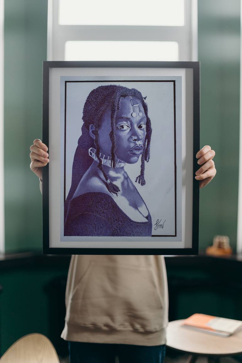 Original Expressionism People Drawing by Emmanuel Maxwell Chinoye