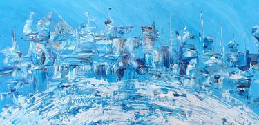 Abstract Blue Painting 30x60 "Dream in the Blue City" II thumb