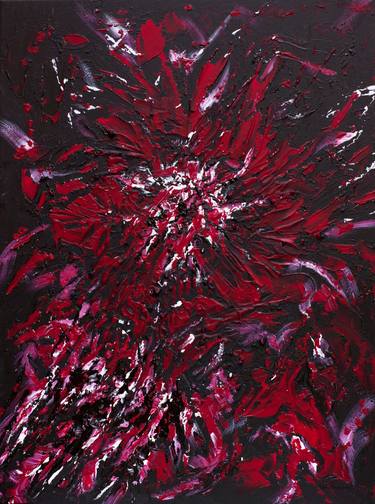 Large Abstract Mixed Media Painting Red II thumb