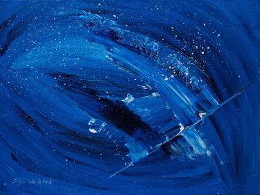 Blue Abstract painting 30x40 sm Flying N1 thumb