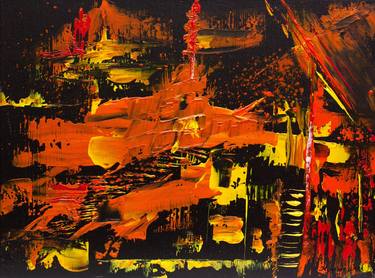 Abstract Yellow Painting "Summer" N1 30x40 cm thumb