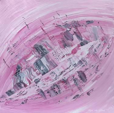 Abstract Pink Painting "Dream in the Pink City" II thumb