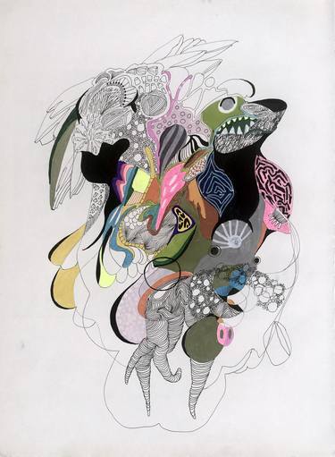 Original Abstract Expressionism Fantasy Drawings by Kerstin Stephan