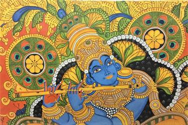 Murlidhara - shri Krishna - Kerala Mural Art thumb