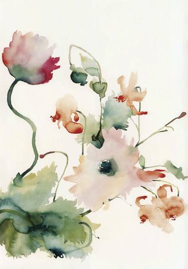 Original Figurative Floral Drawings by Flavia Cuddemi