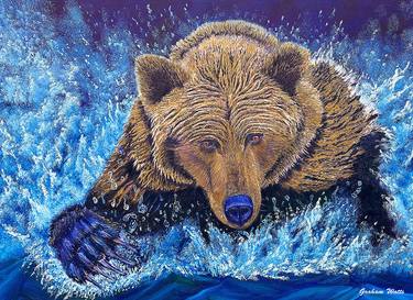 "FELIX" Grizzly Bear 30 x 40” ORIGINAL by Graham Watts thumb