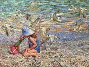 Original Impressionism Beach Paintings by Dong Waverka