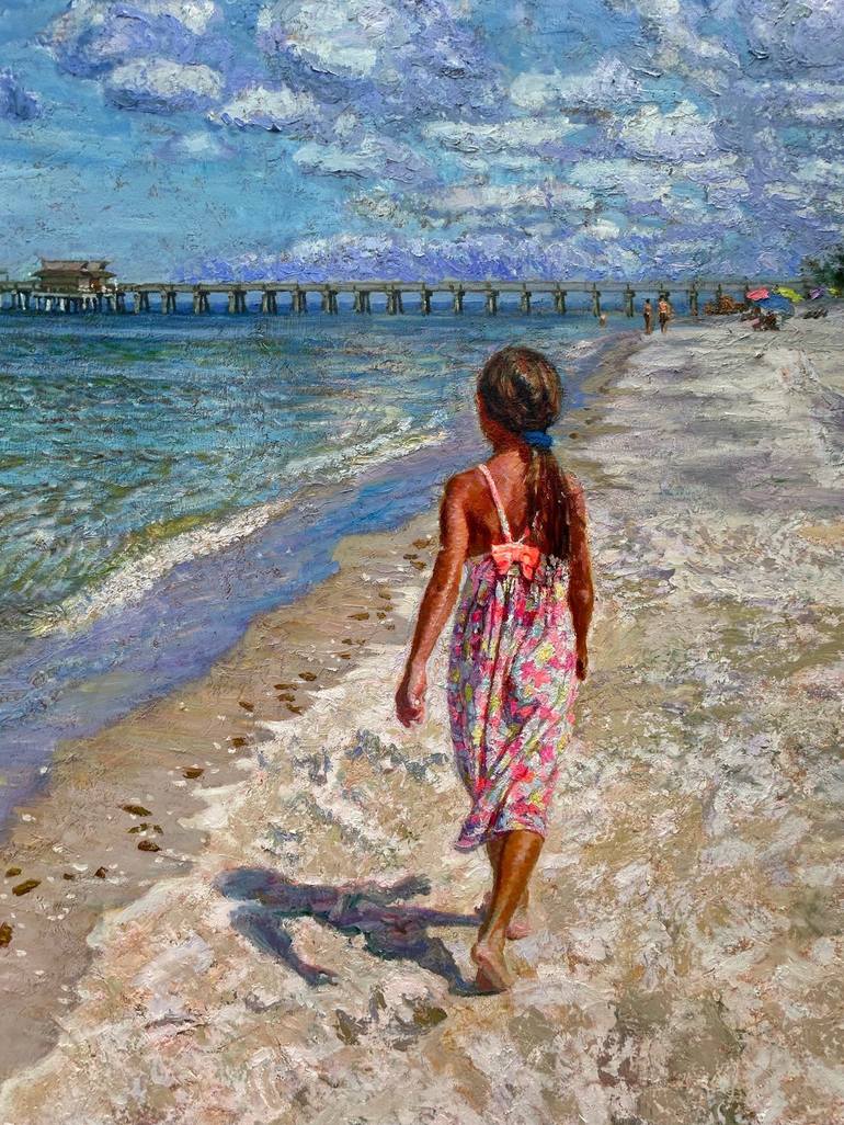 Original Impressionism Beach Painting by Dong Waverka