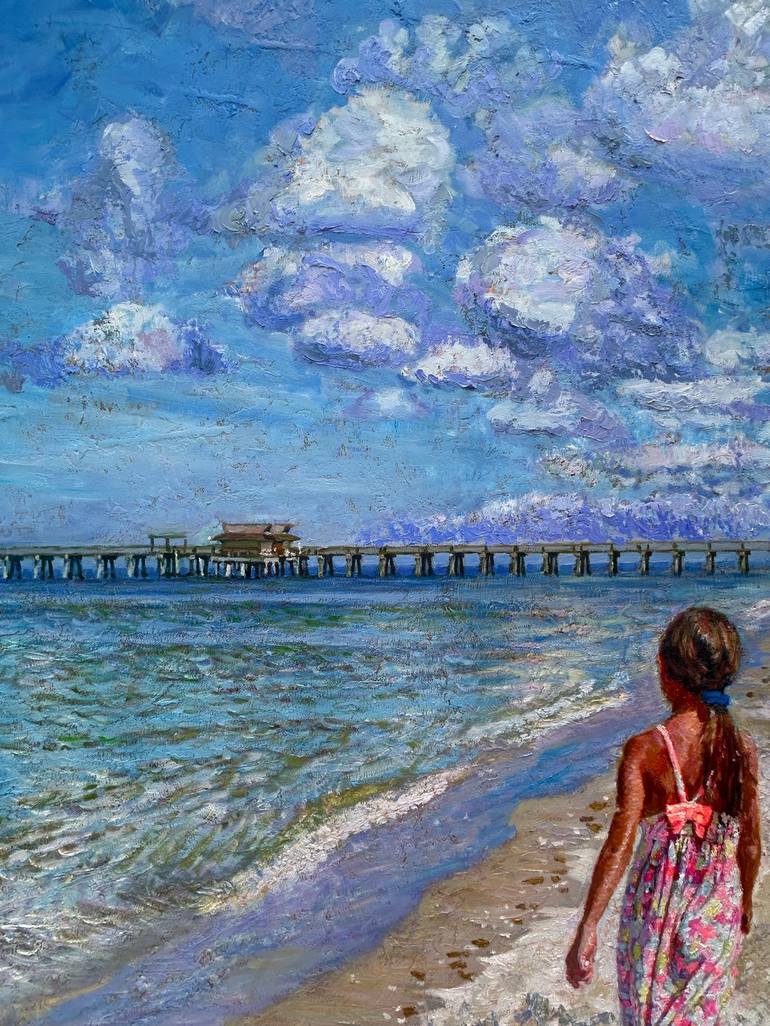 Original Impressionism Beach Painting by Dong Waverka