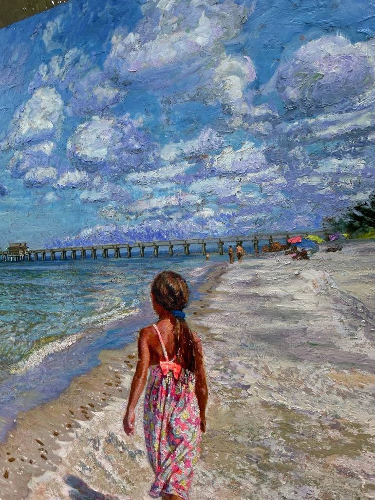 Original Impressionism Beach Painting by Dong Waverka