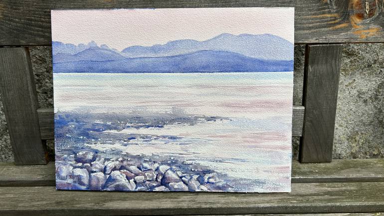 Original Abstract Expressionism Beach Painting by Tania Aleksandrova