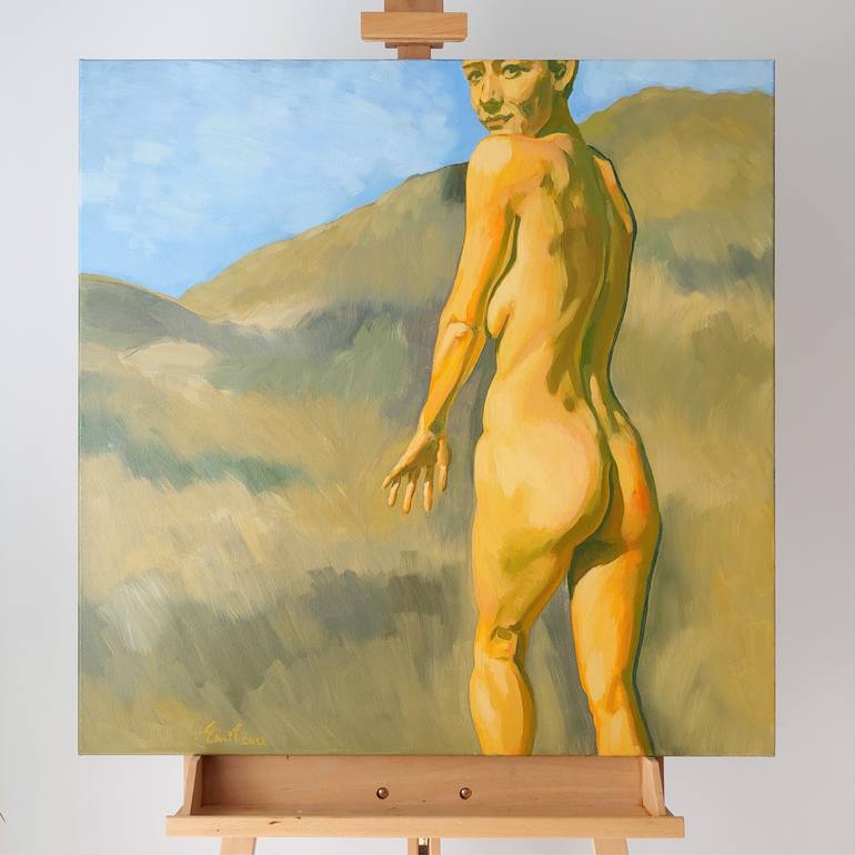 Original Expressionism Nude Painting by Emil Ionutz