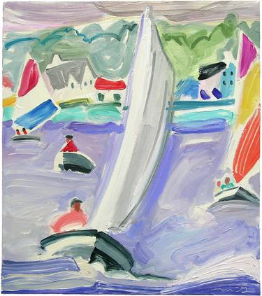 Print of Abstract Sailboat Paintings by Margery Gosnell Qua