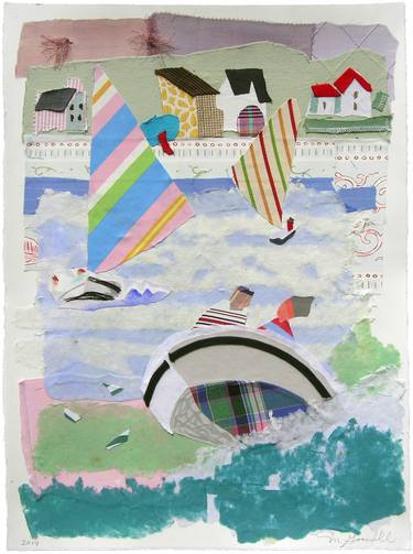 Original Expressionism Boat Collage by Margery Gosnell Qua
