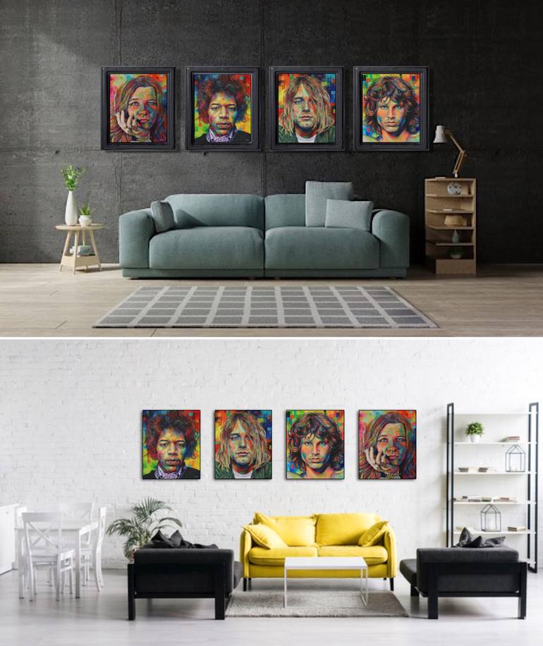 Original Modernism People Painting by Guillermo Campa