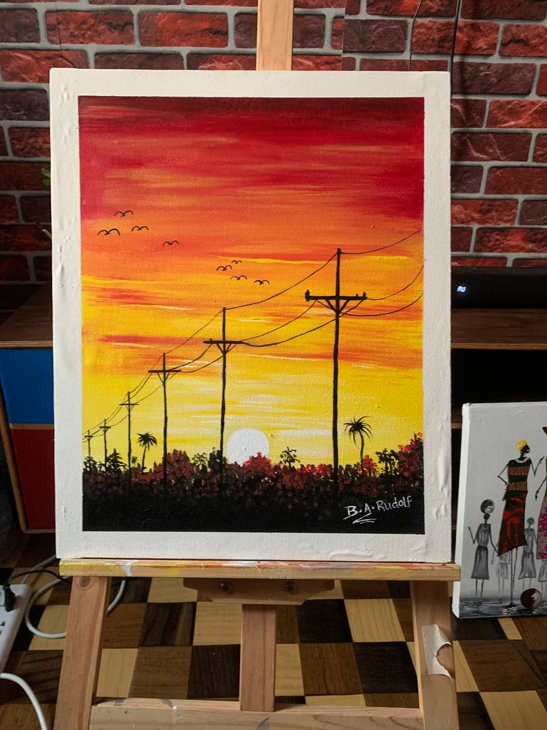 Original Art Deco Landscape Painting by Rudolf Boateng