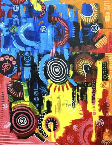 Original Art Deco Abstract Paintings by Rudolf Boateng