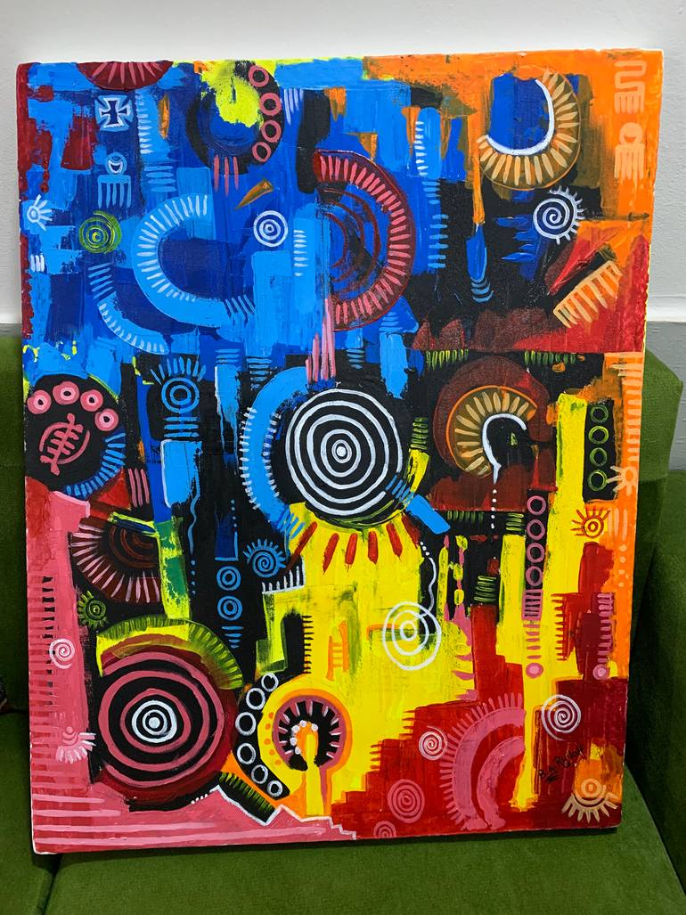 Original Art Deco Abstract Painting by Rudolf Boateng