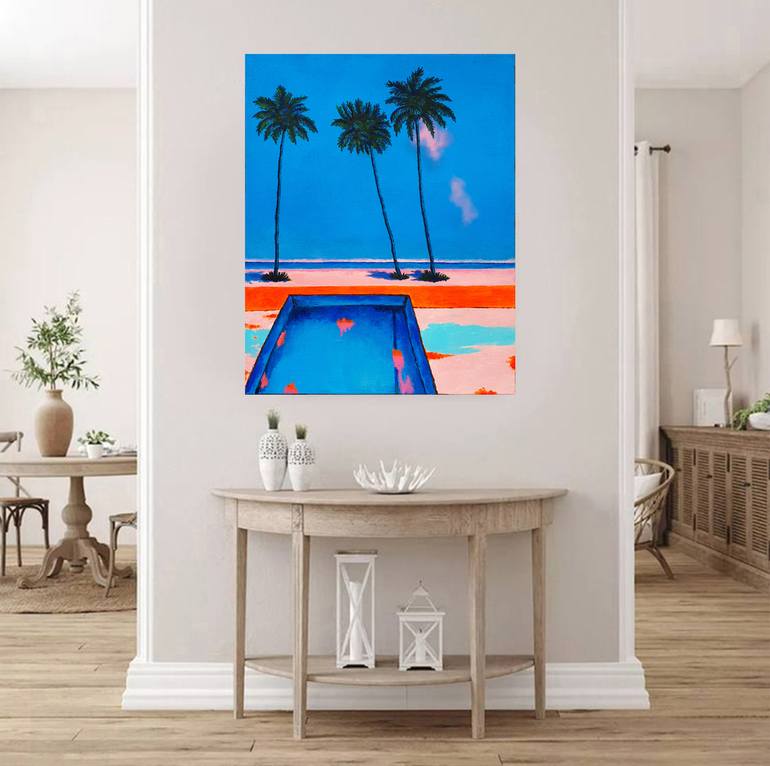 Original Abstract Beach Painting by Neon Mary
