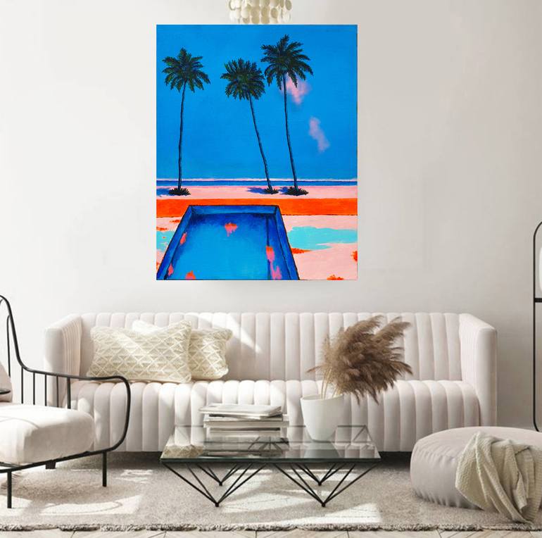 Original Abstract Beach Painting by Neon Mary