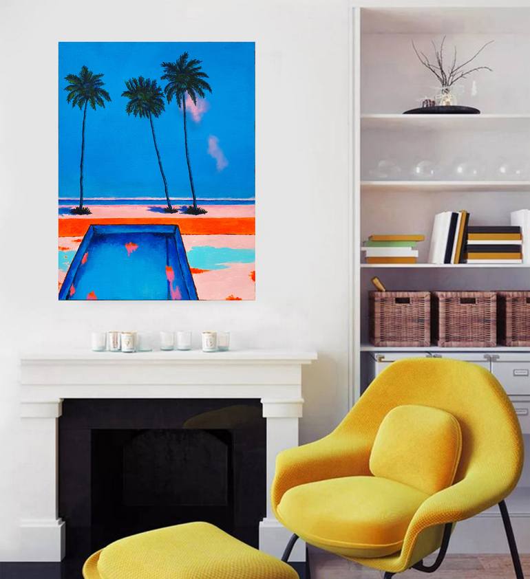 Original Abstract Beach Painting by Neon Mary