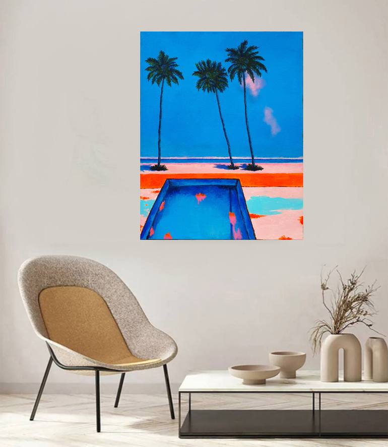Original Abstract Beach Painting by Neon Mary