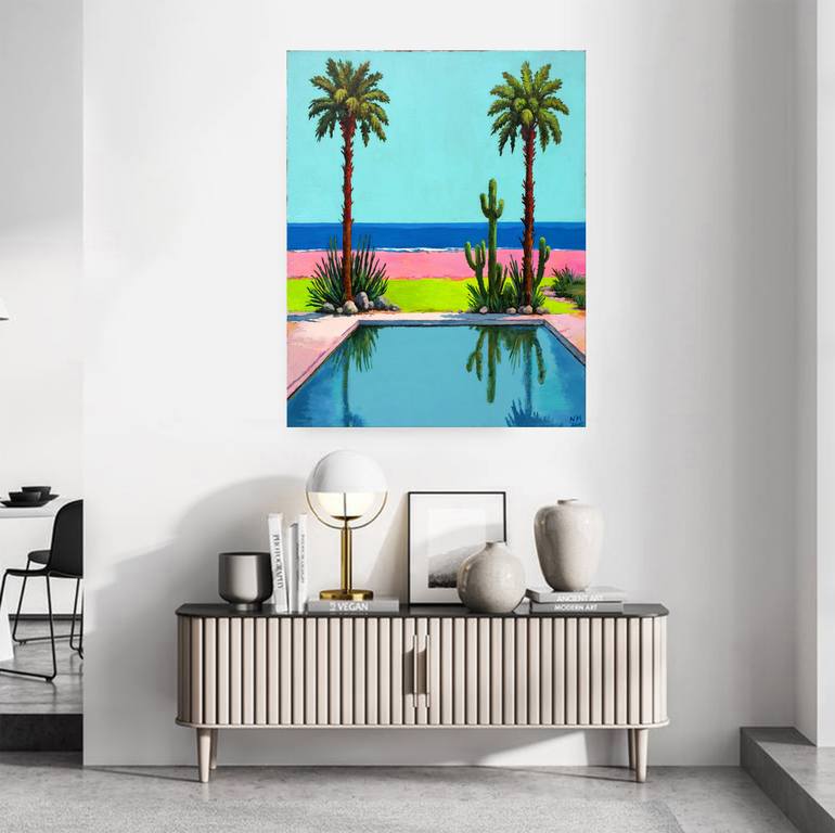 Original Abstract Beach Painting by Neon Mary