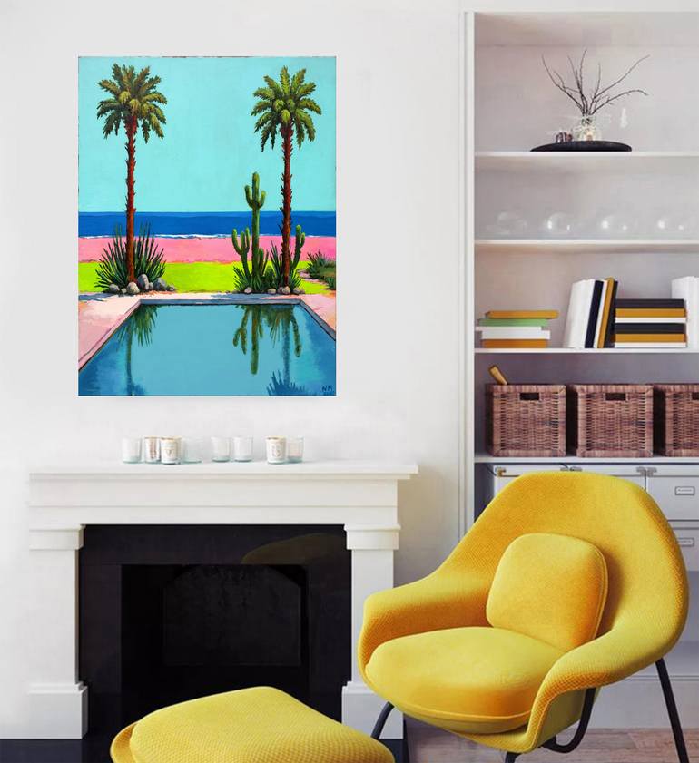 Original Abstract Beach Painting by Neon Mary