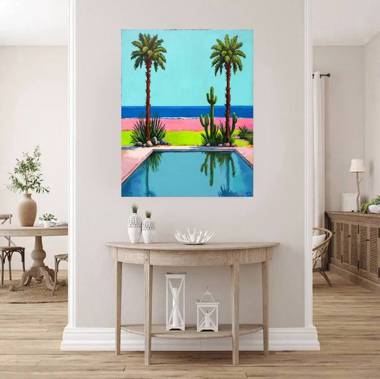 Original Abstract Beach Painting by Neon Mary
