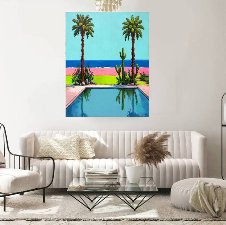 Original Abstract Beach Painting by Neon Mary