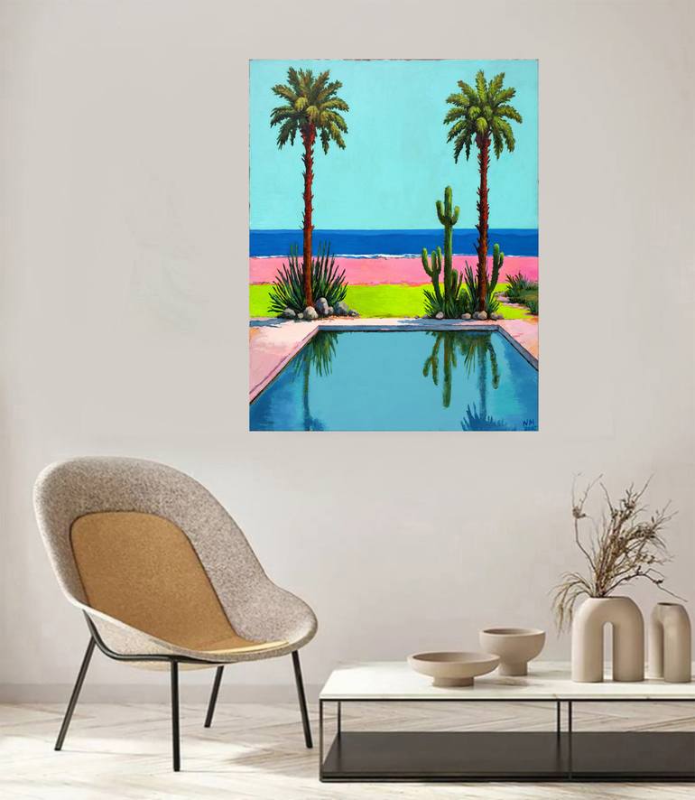Original Abstract Beach Painting by Neon Mary