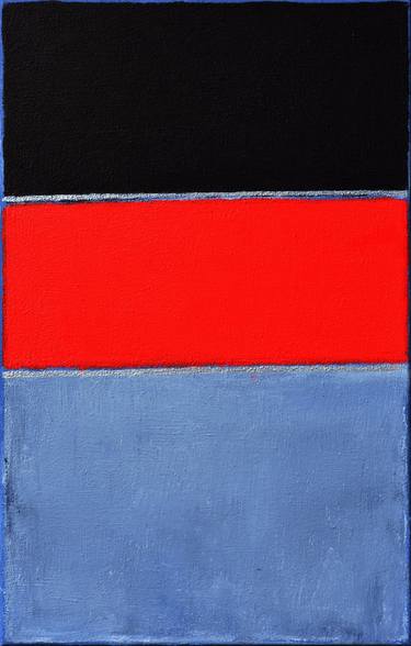 Homage to Rothko. Black, Red, Blue, Silver, Textured. Abstract thumb