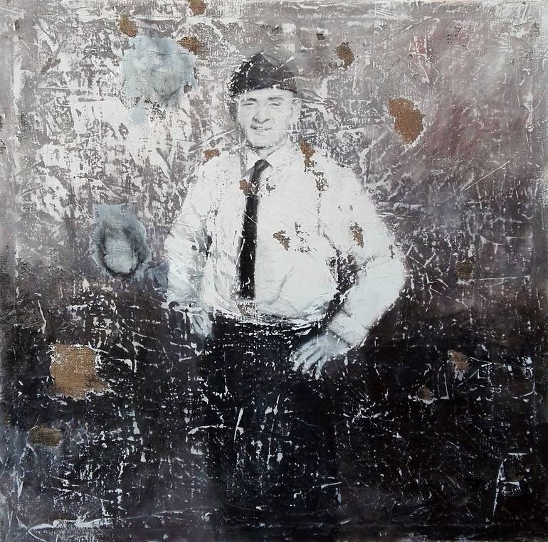 Original People Painting by Zvonimir Perak | Figurative Art on Canvas | A man with a hat
