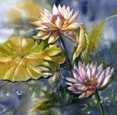 Original Fine Art Floral Paintings by Alfred Ng