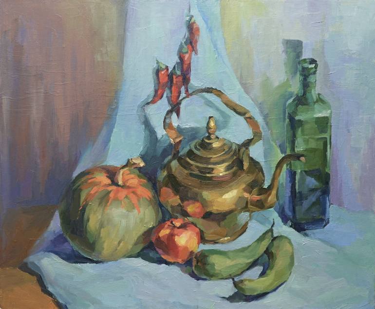 still life with pumpkin Painting by Vadim Konchits | Saatchi Art