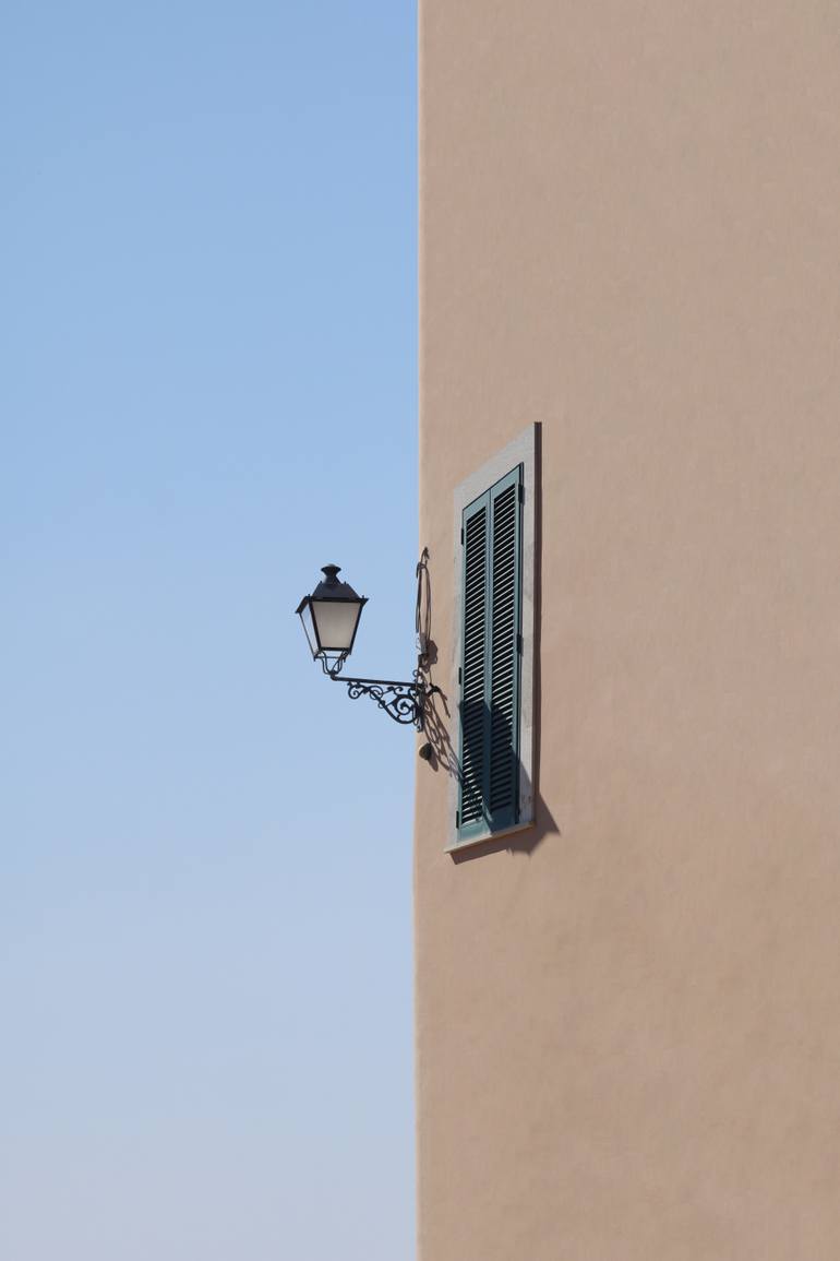 Original Architecture Photography by Marcus Cederberg | Minimalism Art on Paper | Beige blue and a lamp