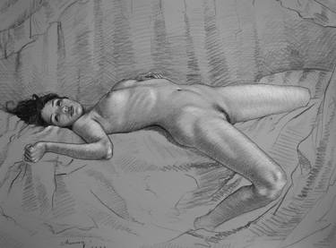Original Black & White Nude Drawing by Gerardo Monroy Vergara