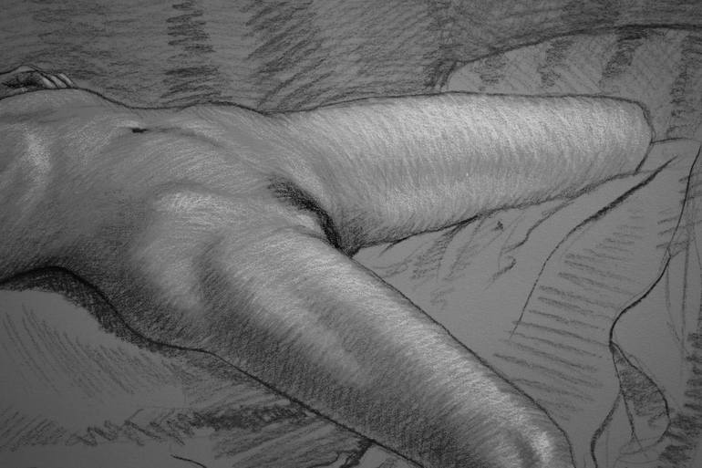 Original Black & White Nude Drawing by Gerardo Monroy Vergara