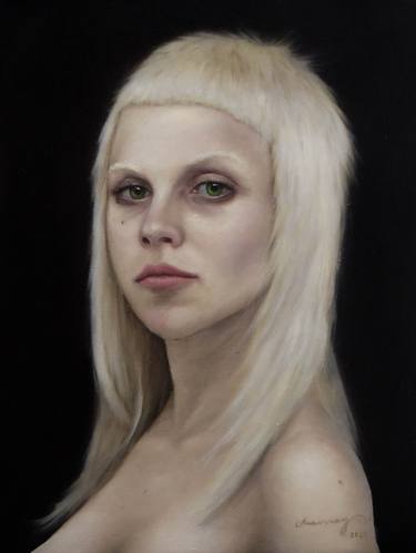 Original Realism Women Painting by Gerardo Monroy Vergara