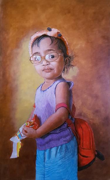 Original Realism Children Painting by Peru jaime magno suratman 