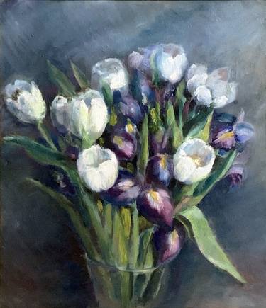 Tulips and irises, declaration of love. thumb