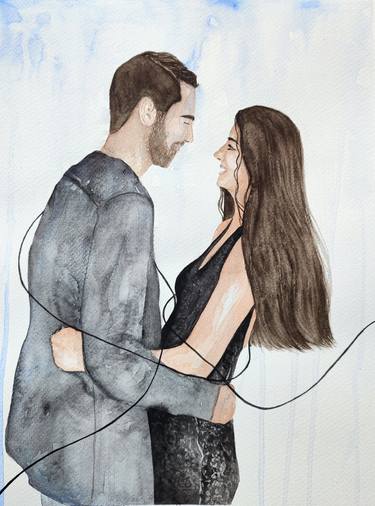 Your embrace.Watercolor love story.Love. thumb