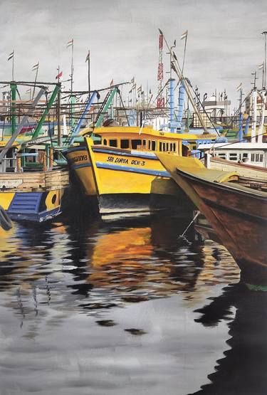 Original Boat Paintings by d shiva prasad reddy