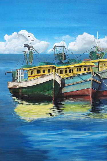 Original Boat Paintings by d shiva prasad reddy