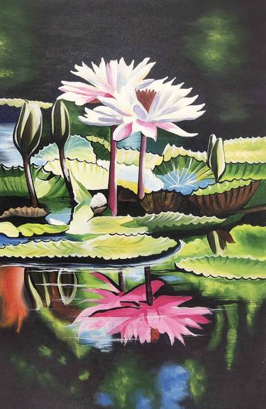 Print of Floral Paintings by d shiva prasad reddy